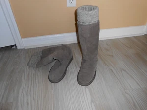 Women's~ COACH~GEORGIA INITIAL C LOGO SUEDE CABLE KNIT PULL-ON BOOTS Size 8 M - Picture 1 of 10