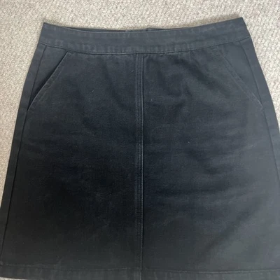 Black Denim Mini Skirt  size 10 Warehouse A-line - Image 1 of 4
