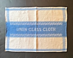 VTG Linen Tea Towel Glass Cloth Blue White Stripe Kitchen Bar Textile 27"x20" - Picture 1 of 11