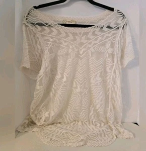 New! Nurture White Lace Short Sleeve Top Women's XL - Picture 1 of 5