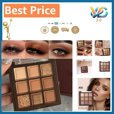 Rose Gold 9-Color Highly Pigmented Eyeshadow Palette - Waterproof & Long Lasting - Image 1 of 4