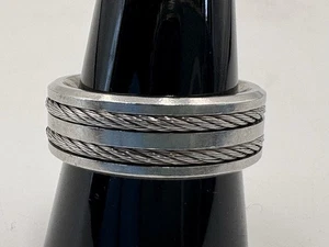 Anello Uomo Rigato Doppio Cavo Intarsiato Industriale Collare Blu - Misura 10 - Foto 1 di 7