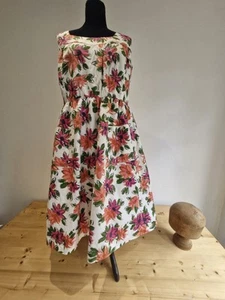 Vintage 50er Jahre Kleid Original Blumenmuster Baumwolle Medium - Bild 1 von 12