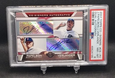 2007 Topps Co-Signers Justin Verlander Papelbon Dual Auto #CS-PV PSA 8 - Image 1 of 3