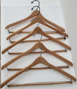Vintage Hangers - Set of 5 Suit or Coat Wood Hangers with Metal Hardware - Picture 1 of 18
