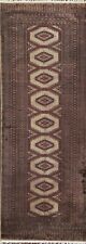 Semi-Antique Geometric Bokhara Oriental Runner Rug Wool Hand-knotted 3x9 Carpet