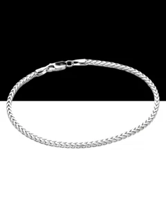 Sterling Silver Italian 2.5mm Franco Square Box Link Chain Bracelet - Picture 1 of 6