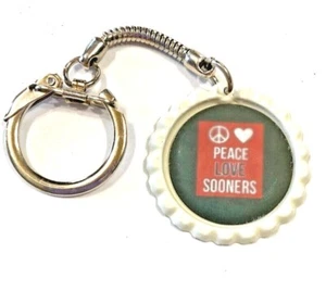 Handmade Oklahoma Sooners Football Inspired Bottle Cap Keychain - Picture 1 of 1