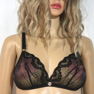 Vintage Schwarz Spitze Falck 3 BH Made in Italy Größe M C Cup - Bild 1 von 14