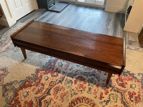 First Edition Lane Coffee Table Attributed to Andre Bus, MCM Cover