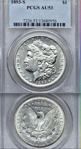 1893-S PCGS AU53 Morgan Dollar $1 Cover