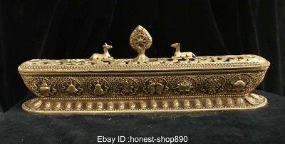 Chinese Tibet Buddhism Brass 8 Auspicious Symbol Statue Incense Burner Censer Foto 1 de 4