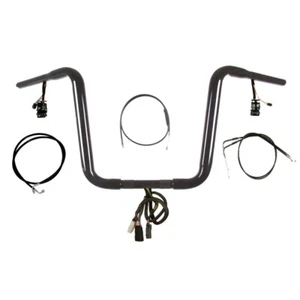 1 1/4" BBlack Narrow 10" Prewired Ape Hanger PKit 1996-2005 Harley Dyna - Picture 1 of 2