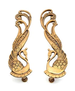 Peacock Design 11 Inches Brass Door Handle Pair Material  Brass Standard - Picture 1 of 4