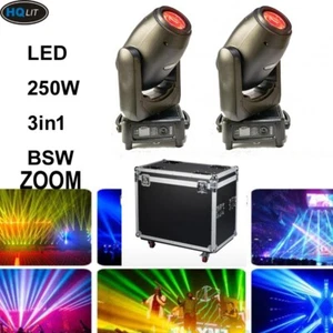 2Pcs+flightcase led 250w beam spot wash 3in1 zoom moving head light 3 in 1 dj - Picture 1 of 14