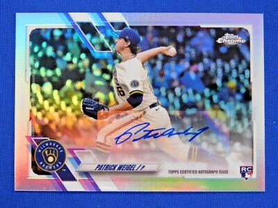 2021 Topps Chrome Baseball Patrick Weigel Silver Refractor Auto #CUSA-PW - Image 1 of 2
