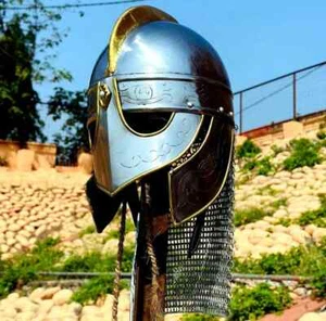Medieval Norman Knight Viking Chainmail Mild Steel Helmet Perfect LARP & Cosplay - Picture 1 of 6