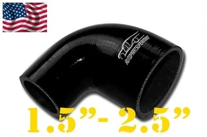 4 Ply Silicone 90 Degree Reducer Elbow Joiner Hose 38mm - 64mm 1 1/2"- 2 1/2" BK - Picture 1 of 6