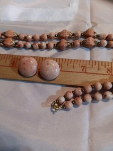 Rare Vintage Creamsicle Faux Angel Coral  Jewelry Set Necklace Clip On Earrings  - Picture 1 of 11