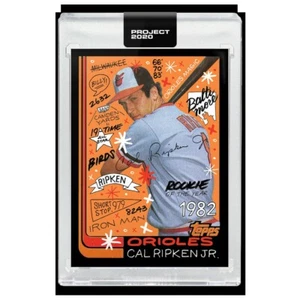Tarjeta Topps Project 2020 292 - 1982 Cal Ripken Jr. de Sophia Chang (con caja) en mano - Imagen 1 de 3