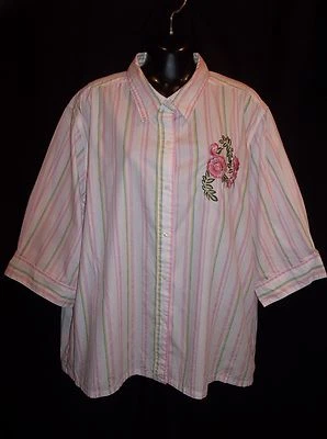 Blusa Top Camisa HABAND Manga 3/4 RAYAS Bordada Talla GRANDE Para Mujer  Foto 1 de 4