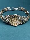 Wire Wrapped Fossil Ammonite Bracelet Pendant Handmade Jewelry Estate Find
