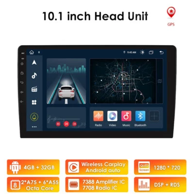 10.1Inch Android Car Stereo GPS Navigation Radio Double Din WIFI CarPlay RDS DSP - Image 1 of 4