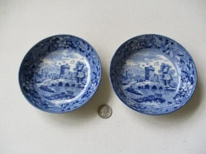 Pair of 19th Century Spode Transferware Bridge of Lucano Italy Small Bowls - Picture 1 of 13
