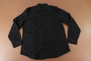JMIERR Men's Large Black Cotton Linen Blend Long Sleeve Button Down Shirt New - Picture 1 of 8