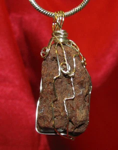 AZ Petrified Wood wire wrap sp snake chain necklace natural stone pendant #515 - Picture 1 of 12