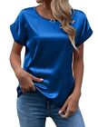 Women Casual Short Sleeve T-shirt Tunic Tops Ladies Loose Solid Crew Neck Blouse