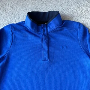 NEW Under Armour Sweater Mens Medium Blue Golf Storm Loose Coldgear Snap Outdoor - Picture 1 of 11