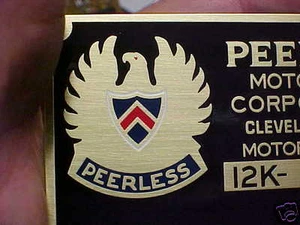 Peerless Motor Car Data Plate acid etched brass Color Logo - Bild 1 von 6
