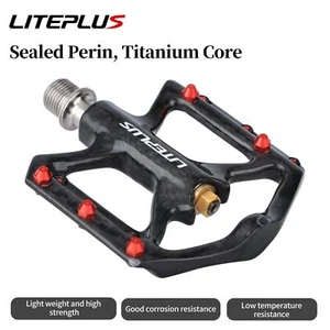 LITEPLUS Ultralight 181g Bike Pedal 9/16" Carbon Titanium MTB Road Bike Pedals - Picture 1 of 14