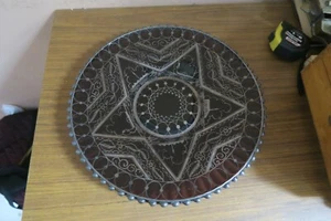 "Placa de vidrio rojo rubí pintada a mano de colección borde borde de borde de 10" de plata sobre rubí rojo rubí" - Imagen 1 de 8
