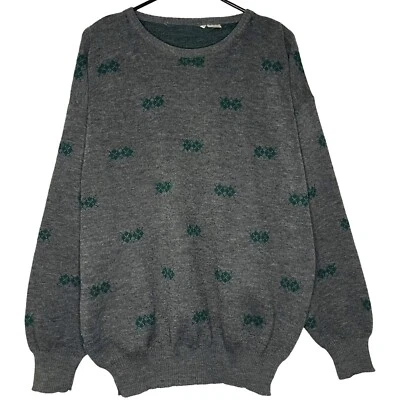 VTG Marshall Field Italian Wool Sweater Men 52 Large Gray Argyle Long Sleeve 80s - Image 1 of 4