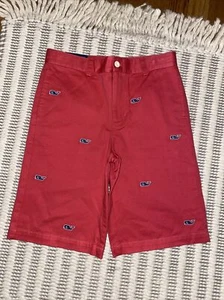 Vineyard Vines Boys Shorts Salmon Red w Gray Whale Emb SZ 14 Club Shorts $59 NWT - Picture 1 of 5