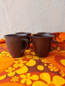 Set mit 4 Höganäs Keramik Schweden Vintage braun Keramikbecher, Tassen. - Bild 1 von 9