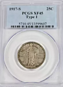 1917-S Type 1 Standing Liberty Quarter : PCGS XF45 - Picture 1 of 4