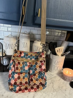 LeSportsac Deluxe Everyday Brown POLKA DOT EXPANDABLE Crossbody Shoulder Bag New - Image 1 of 4