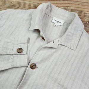 OCTOBRE Editions Mens Linen Blend Button Up Shirt Medium Beige Long Sleeve - Picture 1 of 7