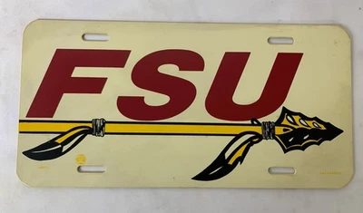VTG Florida State University Plastic Booster LICENSE PLATE Tag Express SEMINOLES - Image 1 of 4