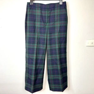 Brooks Brothers Green Blue Red Plaid Trousers Cropped 50% Wool S4 Preppy Career - Picture 1 of 11