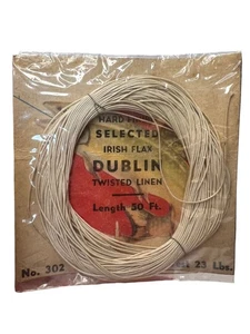 Vtg Fishing Line Irish Flax Dublin Twisted Linen 50 ft 23 lb test Bass Fish Lure - Picture 1 of 3