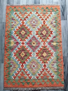 Artisan Handmade Afghan/Turkish Kilim Rug, Aztec Wool Area Rug, Size 114x80 CM - Picture 1 of 6