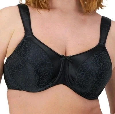 Bali Minimizer Bra Women's Size 38G Satin Tracing Underwire Comfort Straps Black - Image 1 of 4