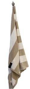 Brooks Brothers Tan White Cabana Striped 40 x 70” Oversized Pool Beach Towel New - Picture 1 of 11