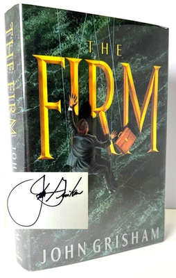 The Firm FLAT SIGNED by John Grisham 1991 HCDJ 2nd printing in Mylar, Very Good - Image 1 of 4