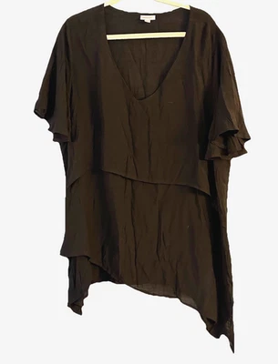 Top túnica Avenue para mujer 22/24 negro mordedura de tiburón superpuesto manga aleteada Lagenlook Foto 1 de 4