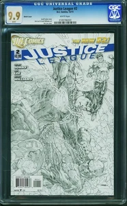 Justice League #2 Jim Lee B&W 1:200 Sketch Variant CGC 9.9 MINT DC 2011 New 52 - Picture 1 of 3